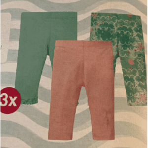 Legginsy dla małych dziewczynek LUPILU 3, różowe/miętowe/zielone wzorzyste, rozmiar 110/116