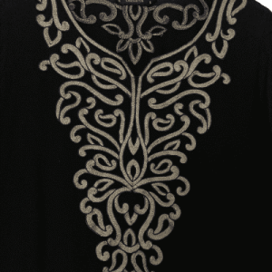 Lakshita Kurti, tunica, blusa lunga, in nero, ricamata, taglia S