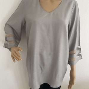 Camicetta Lascana con maniche a 3/4 e inserto in nylon, in grigio, taglia 36/38