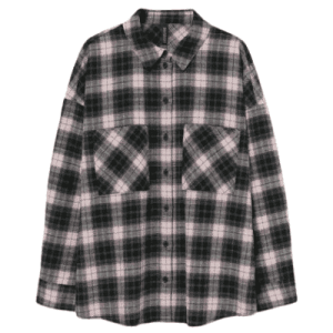 Legere Flanellbluse für Damen in Hellrosa/Schwarz kariert, Größe L, XL