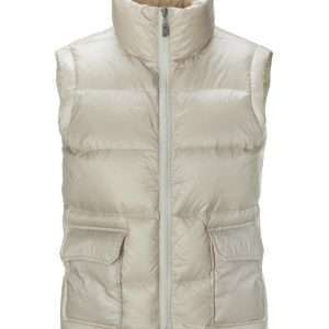 Lightweight quilted vest, short, with pockets, down filling, in color Kitt, size 44