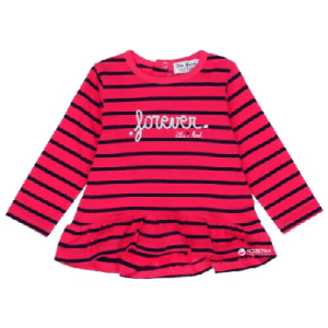 Little Marcel de manga larga a rayas fucsia/azul oscuro, con volante, talla 68/74
