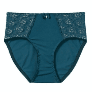 Maxi slip con abbellimenti in ricamo strutturato color petrolio, taglia 44