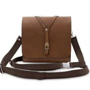 Messenger bag made of leather, bicycle bag shoulder bag, briefcase small, brown