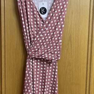 Wickelkleid Mira, in Rosa- Weiss gepunktet,  Gr. L