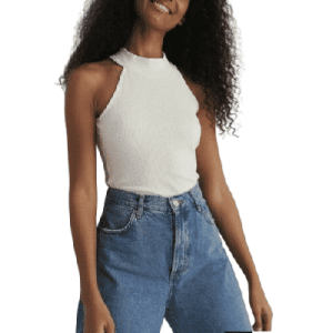 NA-KD Reborn High Neck Tank Top für Damen in Offwhite, Größe S