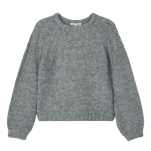 Name It -NKFRINJA LS KNIT CAMP, gebreide meisjestrui, grijs gemêleerd, maat 116