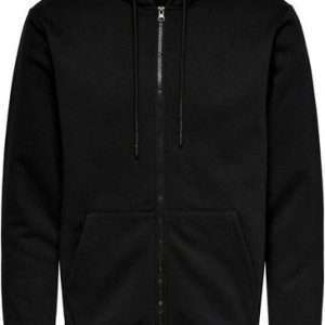 ONLY & SONS hooded sweat jacket CERES LIFE ZIP THR. HOODIE SWEAT, in black, size L