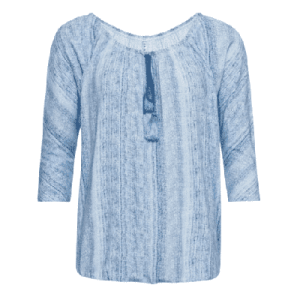 Camicia off-shoulder batwing in look denim, in blu slavato, taglia 36/38