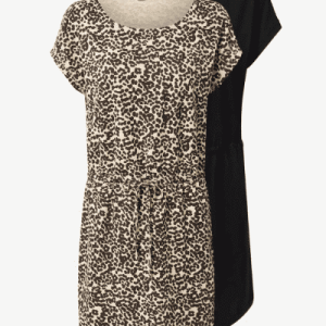 Only Kleid ONLMAY SOFIE im 2er Pack, in Schwarz und Hellbraun, Größe M