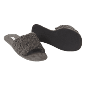 Imitatie lamsleren muiltjes, damespantoffels, pantoffels, donkergrijs, 35