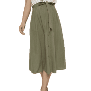 Paperbag-Rock in Midilänge für werdende Mamas, in Armeegrün, Größe S