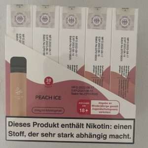 Elf Bar 600 e-sigaret voor eenmalig gebruik, Peach Ice, 2ml, 20mg/ml