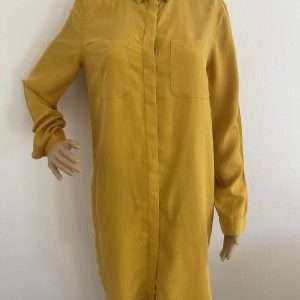 Pieces Robe chemisier PCWHY LS DNM, en jaune moutarde, taille S