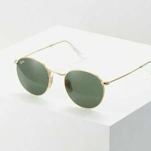 Ray-Ban 0RB3447 ROUND METAL - Gafas de sol, unisex, doradas-verdes, tamaño 47mm