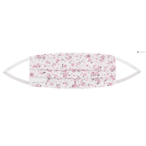 Maschera in tessuto Rösch per adulti, bianca con fiori, 1 pz.