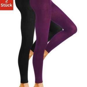Leggings in maglia Rogo in confezione da 2, nei colori nero e berry, taglia 46/48
