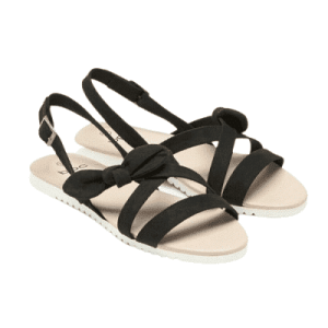 Sandales avec nœuds, imitation cuir velours noir, taille 39