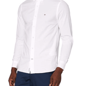 Tommy Hilfiger Uomo Peached Soft Poplin Shirt, camicia da uomo, in bianco, taglia XL
