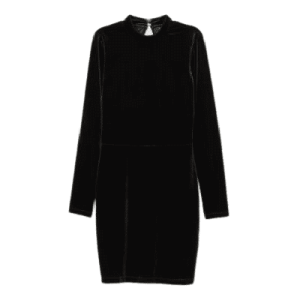 Tailliertes Kleid aus stretchigem Velours in schwarz - der Klassiker in Größe 36