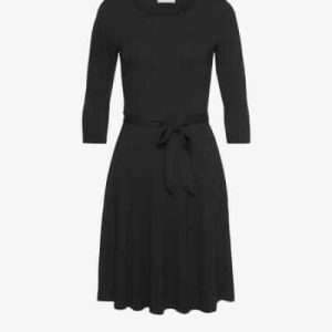 Tamaris sukienka z dżerseju z rękawem 3/4, czarna, rozmiar 44