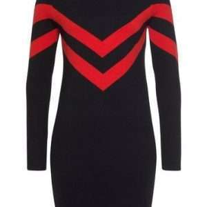 Tamaris dzianinowa sukienka w paski, czarno-czerwona, rozmiar 40