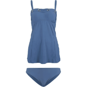 Lange tankini met geïntegreerde softcups (2-delige set) in middenblauw, maat 40