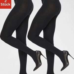Collant Lavana a costine in confezione da 2, in nero, taglia 36/38