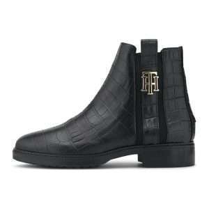 Tommy Hilfiger Botas Chelsea CROCO LOOK, negras, talla 39