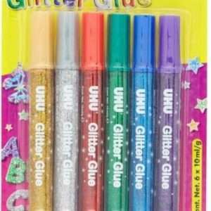 UHU glitterlijm Original, glitterlijm om te knutselen, decoreren 6 x 10 ml, vanaf 4