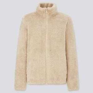 Giacca in pile teddy da donna Uniqlo, in bianco sporco, taglia XS