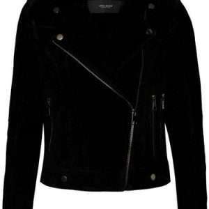 Kurtka skórzana Vero Moda VMROYCESALON SHORT SUEDE JACKET, w kolorze czarnym, rozmiar XL