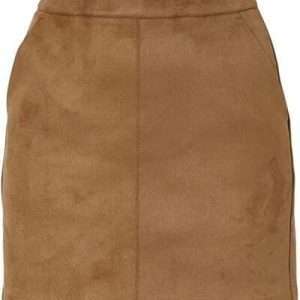 Vero Moda falda de piel sintética Donne Dina, en amarillo oscuro, talla L