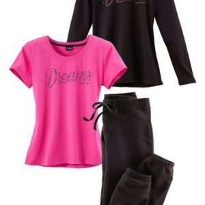 Vivance Dreams pyjamaset, 3-delig, in zwart-roze, maat 36/38