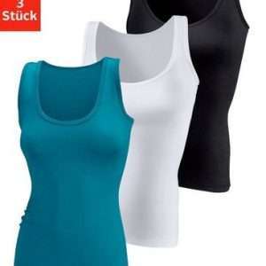 Camiseta de tirantes Vivance active en pack de 3, en gasolina, negro, blanco, talla 36/38