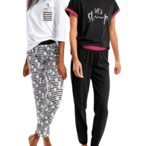 Vivance Dreams 2 paar pyjama's met dierenprint, in zwart, wit, roze, maat 48/50
