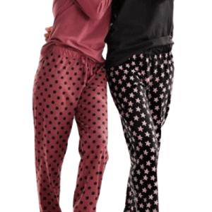 Vivance Dreams pyjama in een 2-pack met sterren en stippen, in bordeaux zwart, maat 36/38