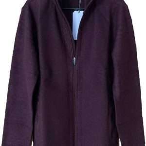 Chaqueta ligera de lana polar para hombre, de pura lana merina orgánica, rojo burdeos, talla 48