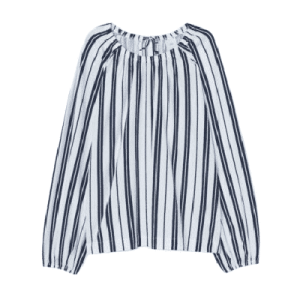 Camicetta ampia in jersey di morbido misto modal a righe bianche/blu scuro, taglia M