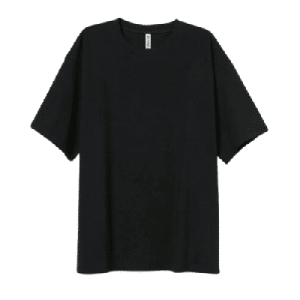 T-shirt larga da donna in cotone, con scollo a coste, nera, taglia M