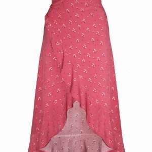 Lia midi wikkelrok met volants, in roze, goud, maat M/L