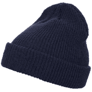Yupoong - Ribbed Cuffed Knit Beanie, Flexfit Beanie, Wool Hat,Navy blue, One Size