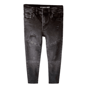 Zara Kids - BLACK WASH DESTROYED BIKER JEANS, Röhrenjeans, Schwarz, Gr. 164