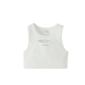 Zara Kinder Sporty Top Keep Active met uitsnede, in wit, maat 130 / 8-9 jaar
