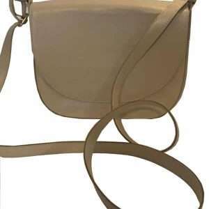 Borsa a tracolla media in pelle di vacchetta, color albicocca, 25 cm x 18 cm x 6 cm