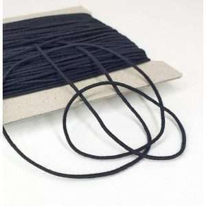 Cordon en coton bio et caoutchouc naturel en noir - 50m