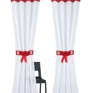 my home Fertiggardine Villars, 2 Stk, mit Raffhalter, in Rot-Weiß, Größe 140cmx245cm