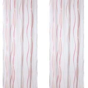 Штора для моего дома Dimona, 2 шт, с оборчатой лентой, в бело-розовом цвете, размер 140смx145см