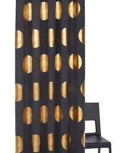 my home Verdunklungsvorhang Kreise, 1 Stk, mit Kräuselband, in Schwarz-Gold, Größe 135cmx145cm