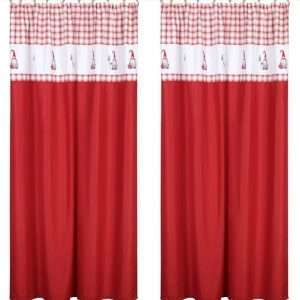 my home Vorhang Wichtel, 1 Stk, mit Kräuselband, in Rot-Weiß, Größe 135cmx225cm